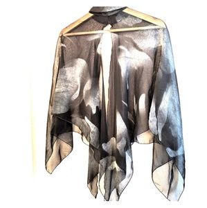 Vintage Chiffon Poncho, Open Back, High Neck